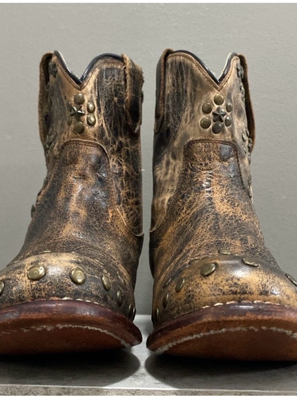 BED STU Cobbler Series Starling Studded Leather Boots Brown 6.5 - Picture 4 of 12